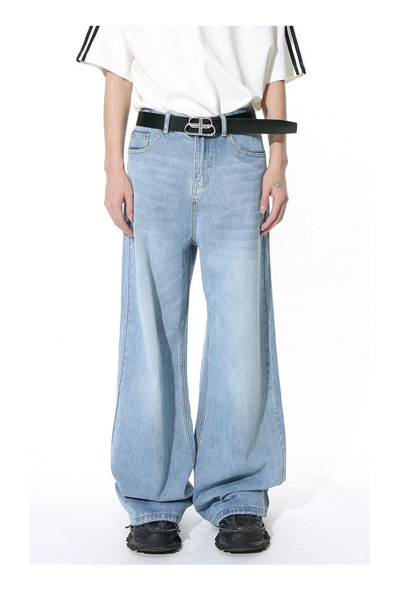 Japanese Brand × Jean Light blue vintage wash oversized straight-leg casual jeans Size US 32 / EU 48 - 1 Thumbnail