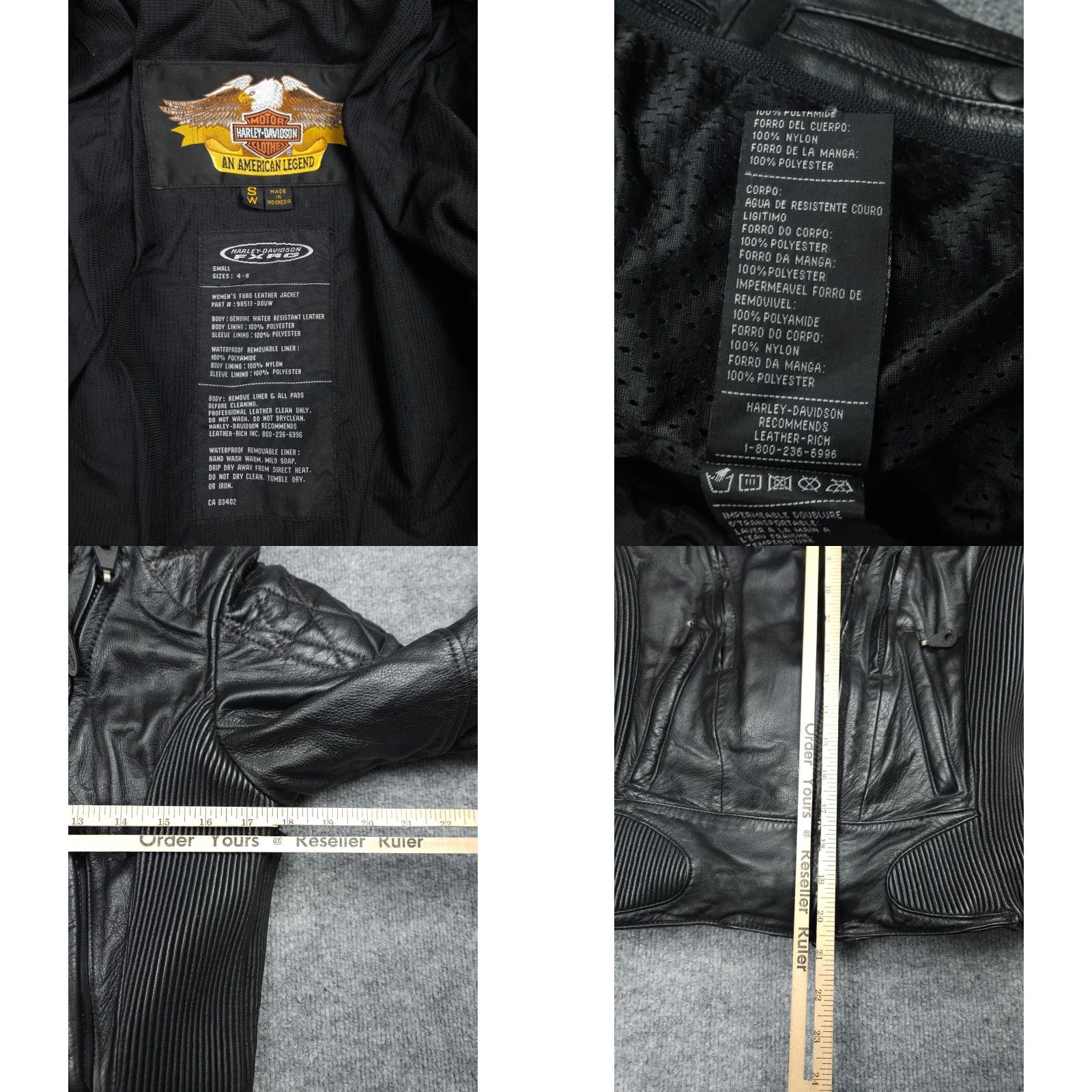 Harley Davidson Harley-Davidson FXRG Leather Jacket Women's Small Black Padded Motorcycle Zipped Pockets FXRG Size S / US 4 / IT 40 - 9 Thumbnail