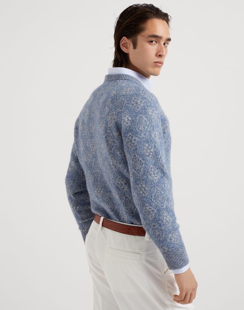 Brunello Cucinelli o1w1db10825 Intarsia-Knit Jumper in Blue Size US M / EU 48-50 / 2 - 4 Thumbnail