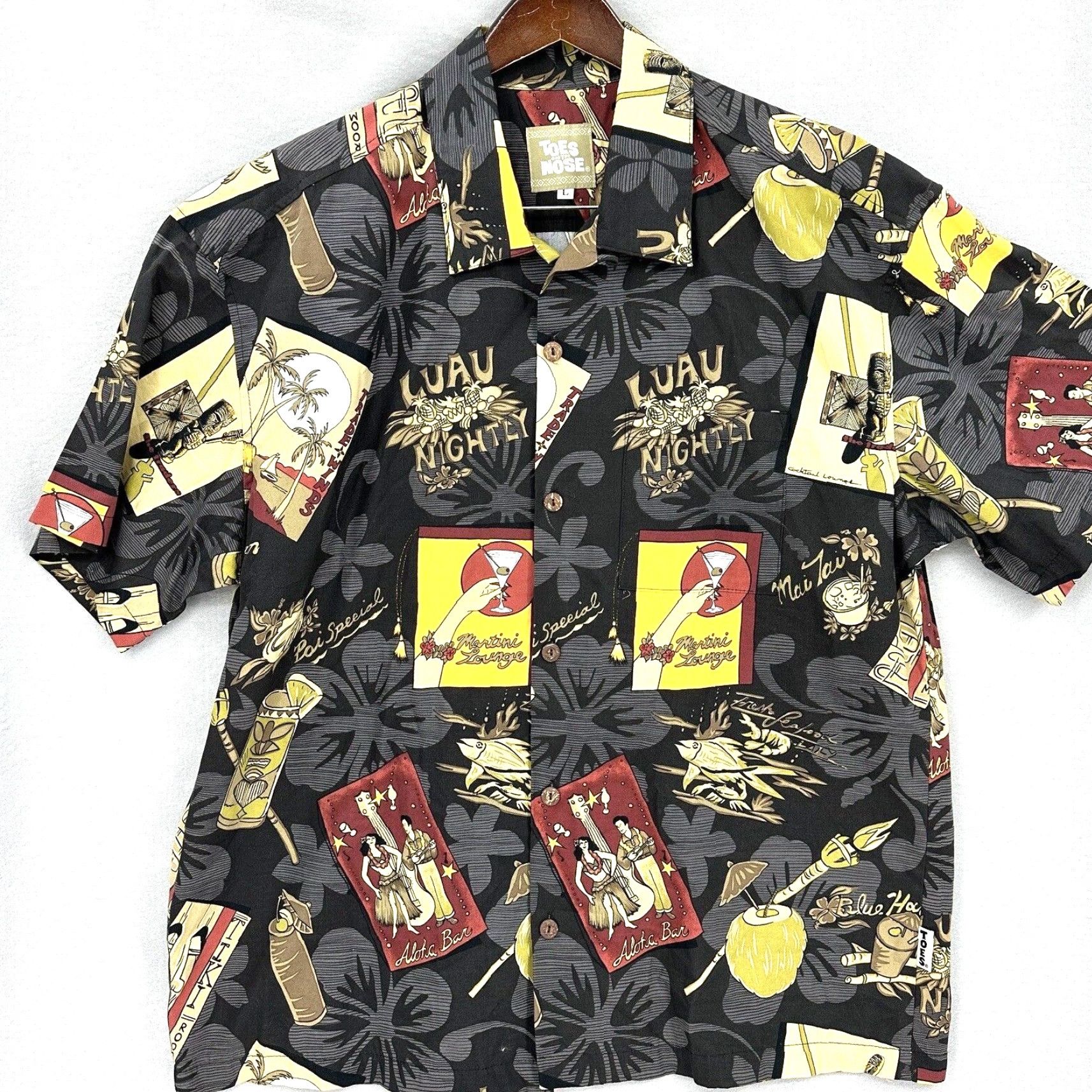 Vintage VINTAGE Toes On The Nose Hawaiian Shirt Mens L Tiki Bar Martini Lounge Aloha Luau Hula Size US L / EU 52-54 / 3 - 2 Thumbnail