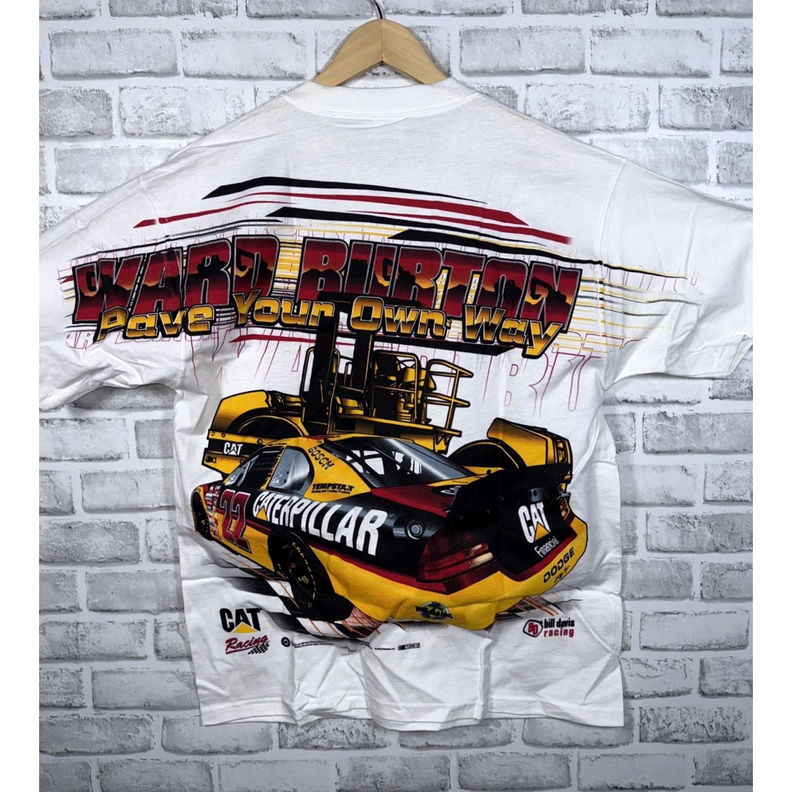 NASCAR VINTAGE NASCAR Ward Burton "Make Your Own Breaks" All Over CAT RACING MENS L NWT T-Shirt Size US L / EU 52-54 / 3 - 6 Thumbnail