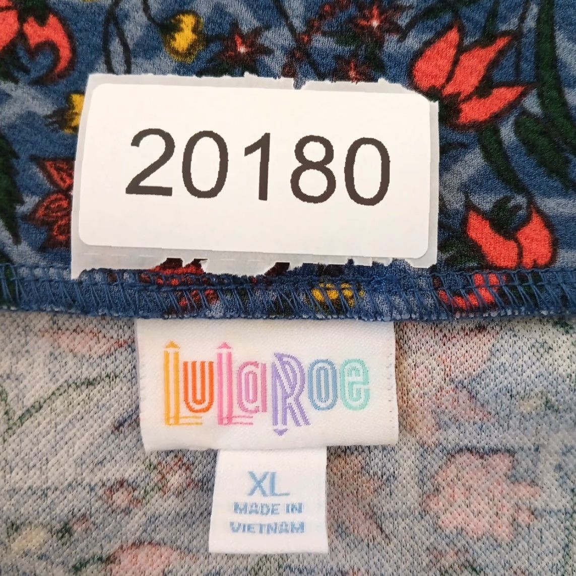 Vintage LuLaRoe Skirt XL Blue Floral Knee Length Pull On Pencil Women Size 40" / US 18 - 7 Thumbnail