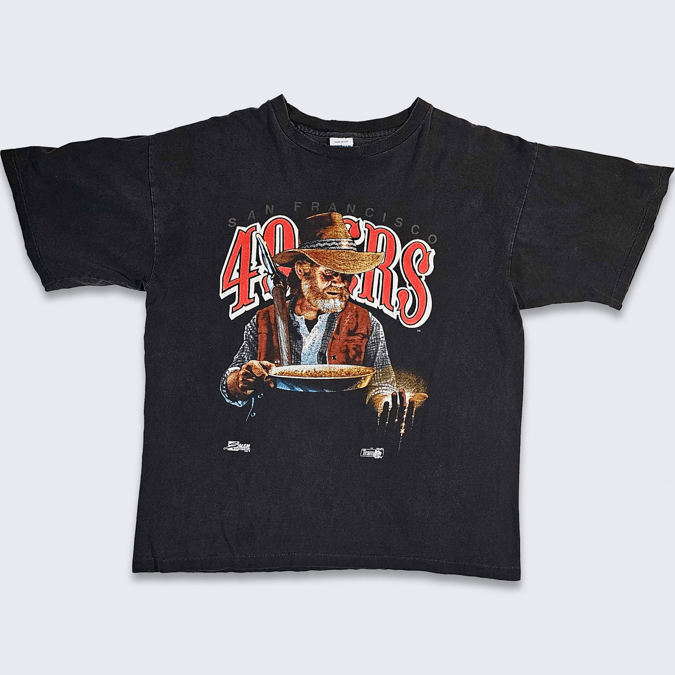 image of Nfl x Salem Vintage San Francisco 49Ers Vintage 90's Miner T-Shirt in Black, Men's (Size XL)