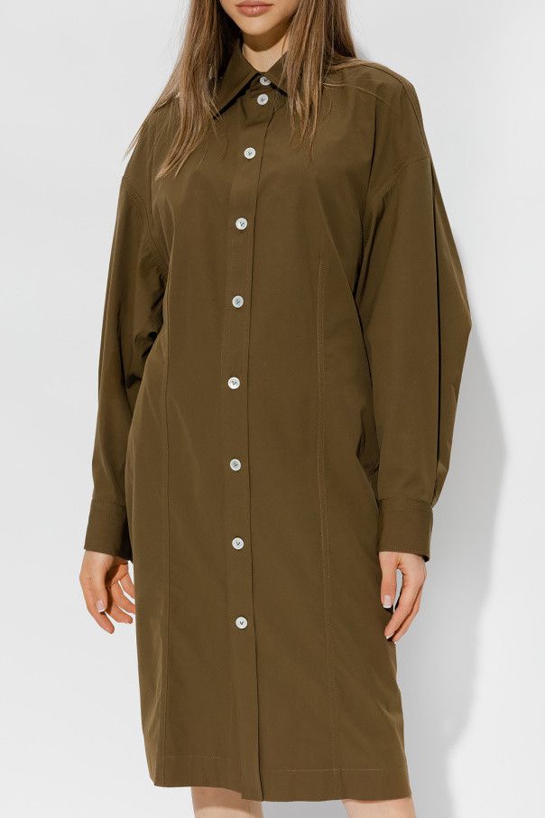 Bottega Veneta o1n1vont1224 Compact Cotton Dress in Khaki Size XS / US 0-2 / IT 36-38 - 4 Thumbnail