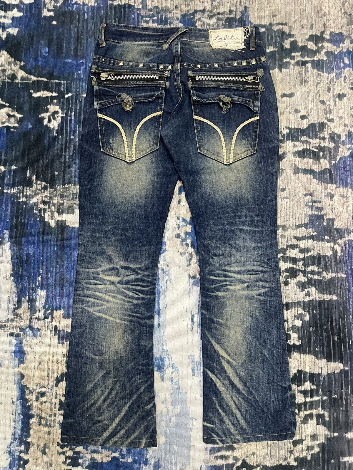 Hysteric Glamour 🇯🇵 LOLITA concert club catclaws distressed flare exotic denim Size 31" - 16 Thumbnail