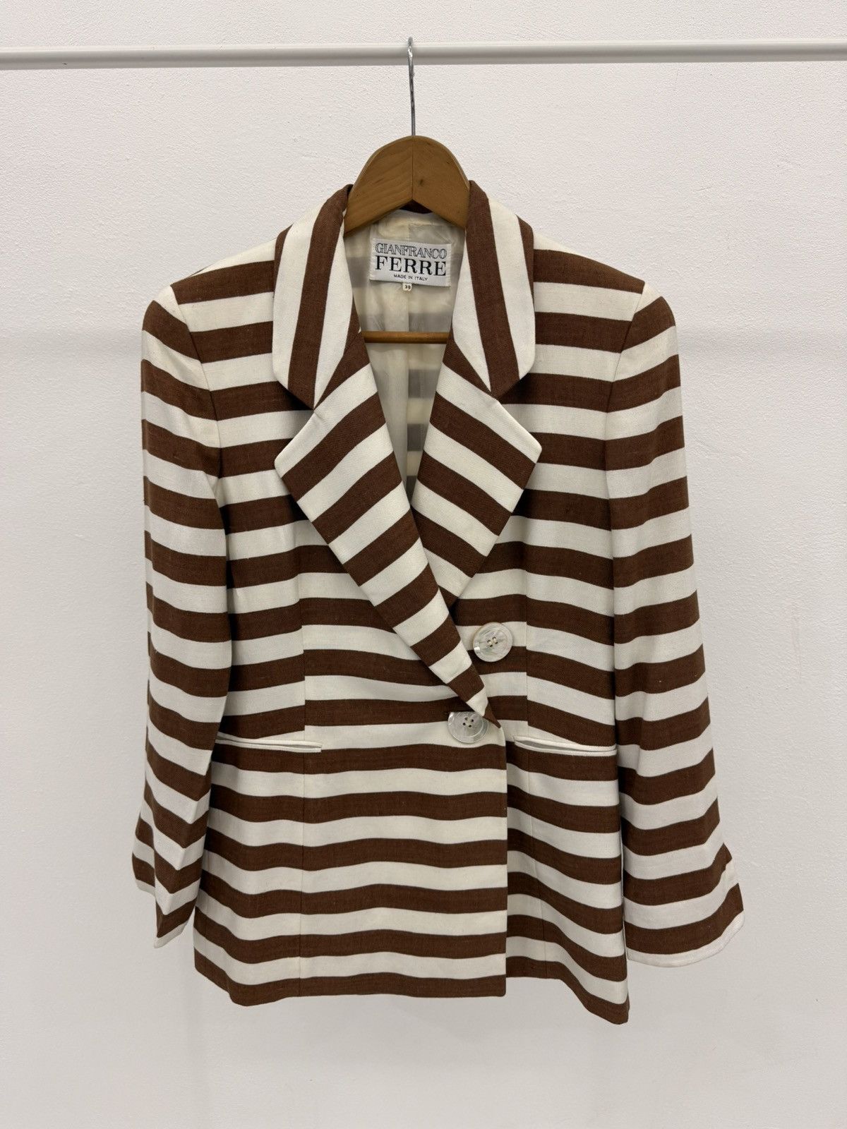 Gianfranco Ferre GIANFRANCO FERRE Jail Stripes Rayon/Silk Blazer Made ITALY 🇮🇹 Size XS / US 0-2 / IT 36-38 - 1 Thumbnail