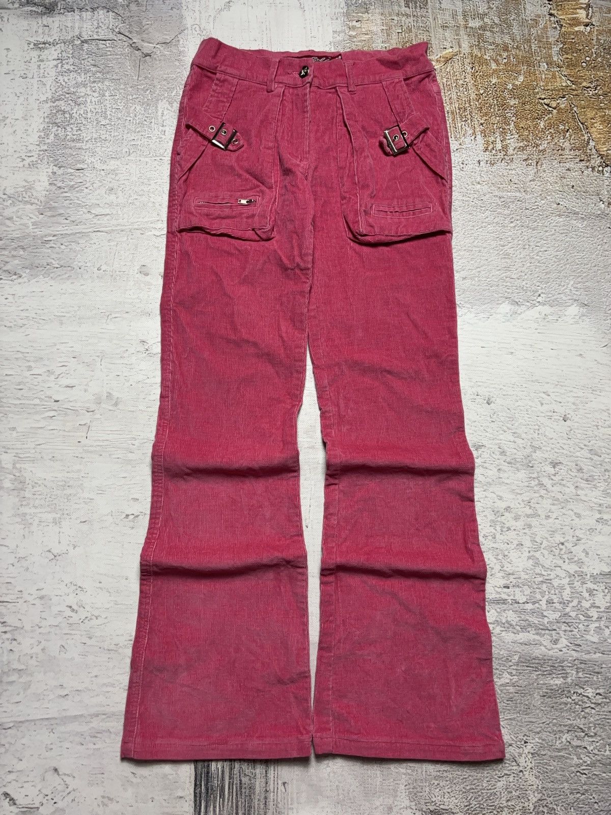 Vintage Vintage Flared Barbie Glamour Belted Velveteen Pants y2k Size 27" / US 4 / IT 40 - 1 Thumbnail