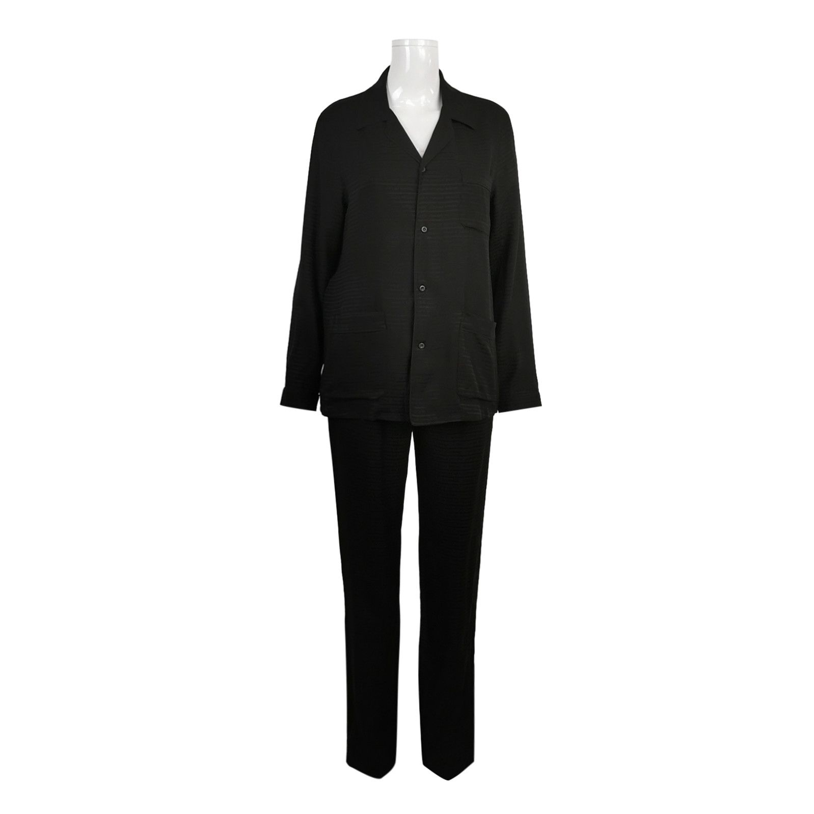 Prada Black Silk Button-Up Long Sleeve Set 0089