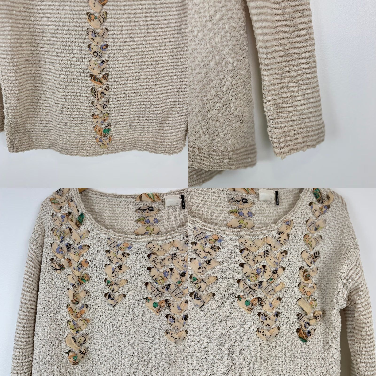 Anthropologie Anthropologie Akemi Kin Pullover Sweater XS Beige Embellishment Size XS / US 0-2 / IT 36-38 - 9 Thumbnail