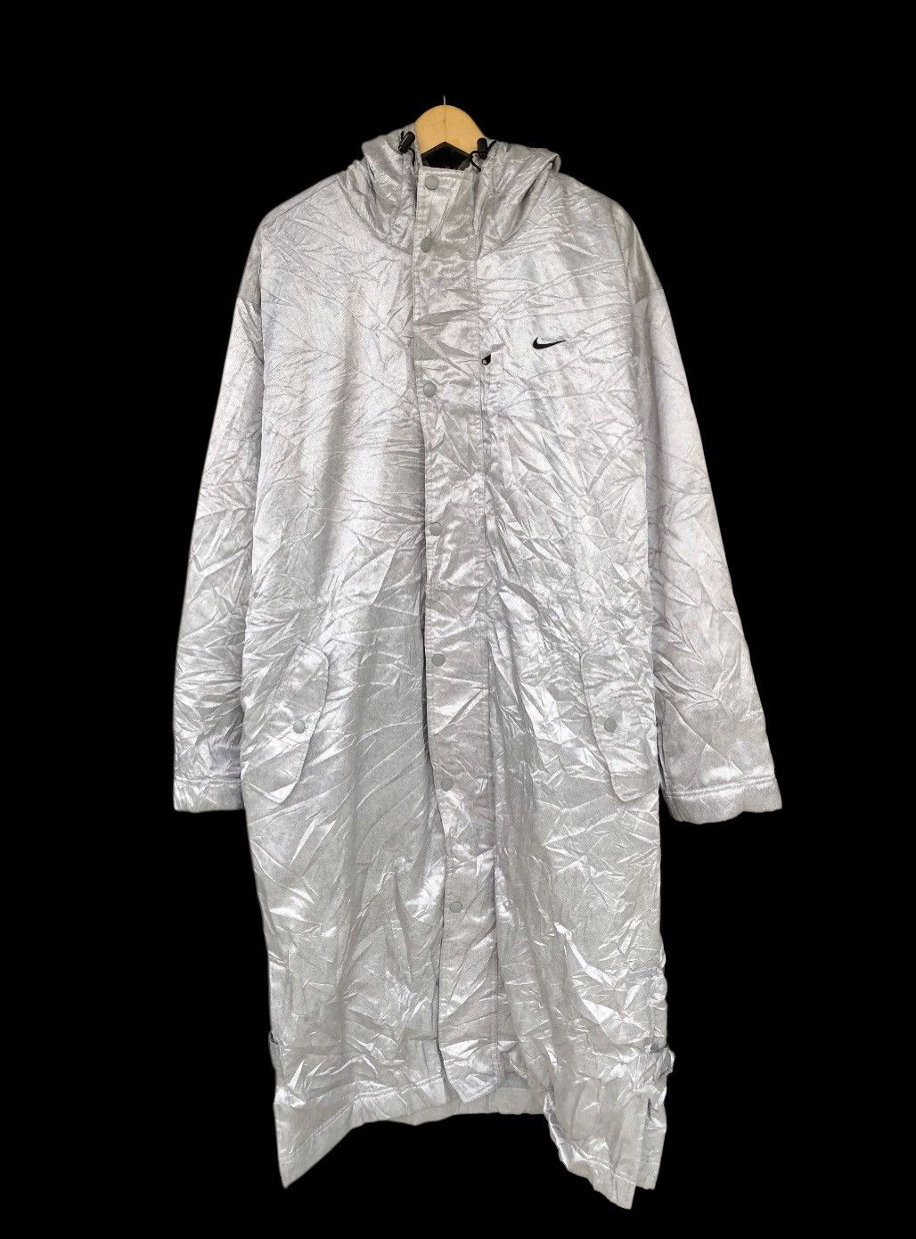 Nike × Vintage Vintage Nike Silver Long Coat Fleece Jacket Size US XL / EU 56 / 4 - 1 Thumbnail