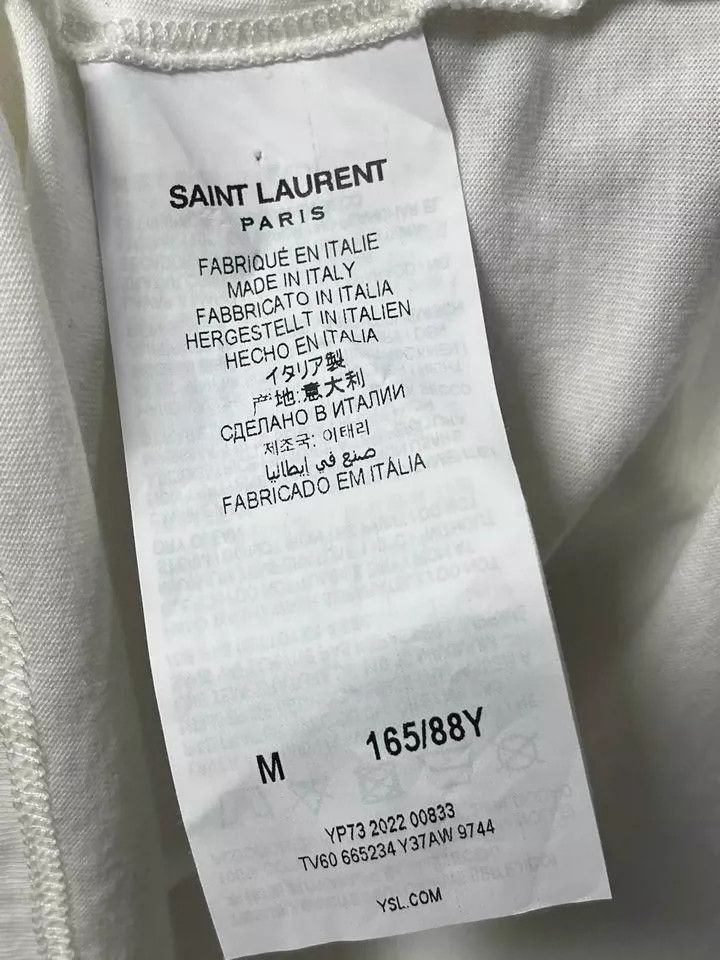 Saint Laurent Paris Saint Laurent Paris 24SS02 White Short Sleeve T-Shirt 2505- Size US M / EU 48-50 / 2 - 6 Thumbnail