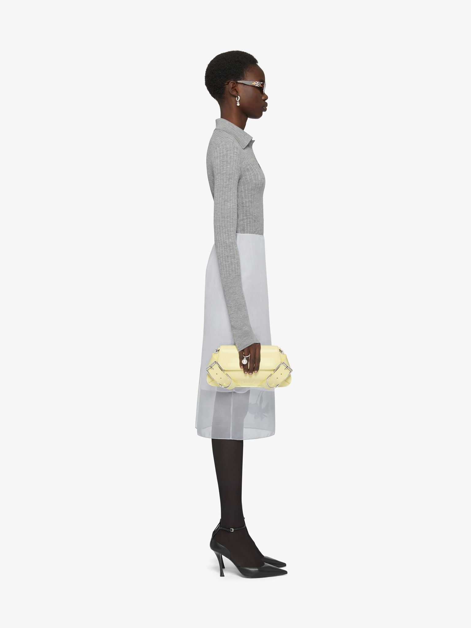 Givenchy o1w1db10325 Size: OS/Voyou Flap Bag in Soft Yellow Size ONE SIZE - 6 Thumbnail