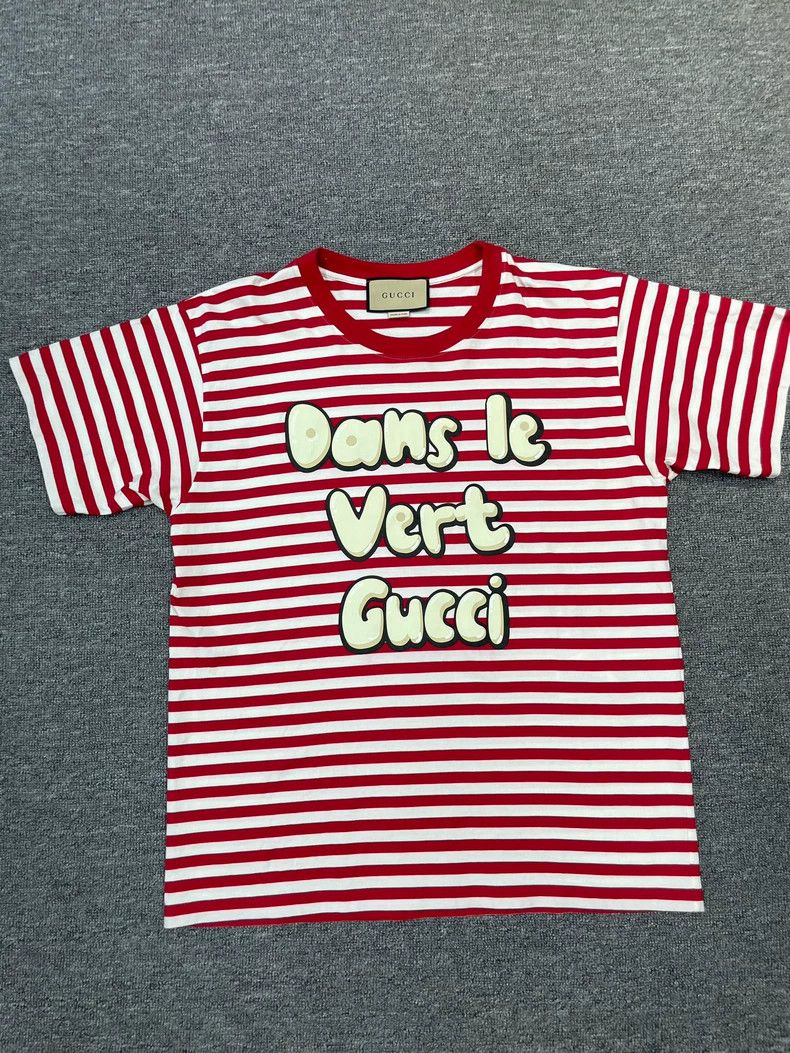 Gucci Gucci Red striped letter Logo printed striped short sleeve Size XS / US 0-2 / IT 36-38 - 1 Thumbnail