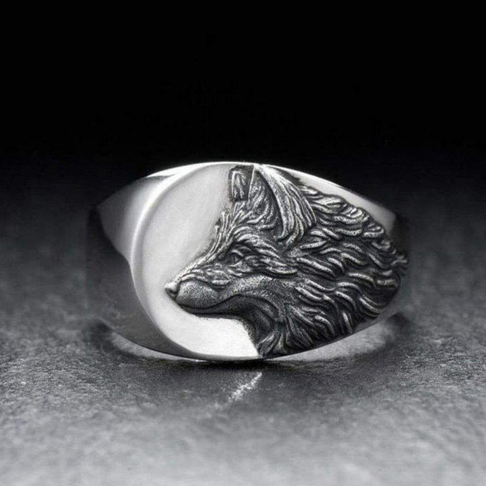 Designer 925 Sterling Silver Vintage Carved Wolf Head Ring - Size 8 Size ONE SIZE - 1 Thumbnail