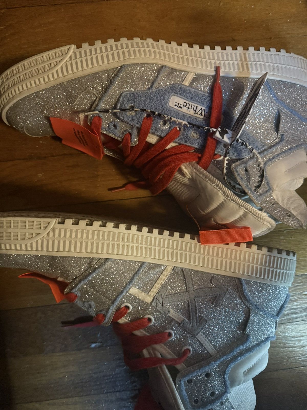 Off-White Off white hi top glitter sneakers Size US 12 / EU 45 - 17 Thumbnail