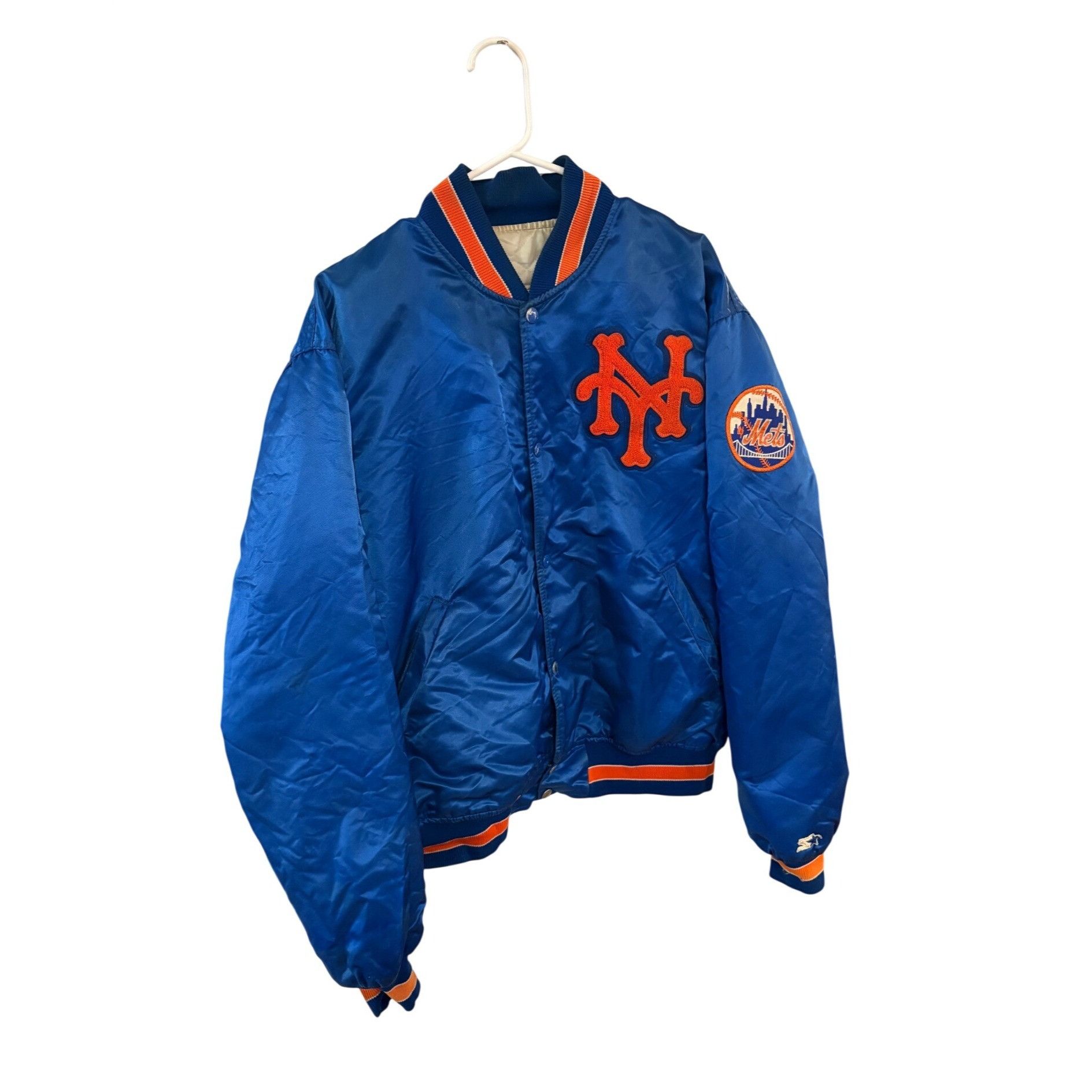 Starter Vintage 1980's Starter New York Mets MLB Satin Bomber Jacket Size US XL / EU 56 / 4 - 3 Thumbnail