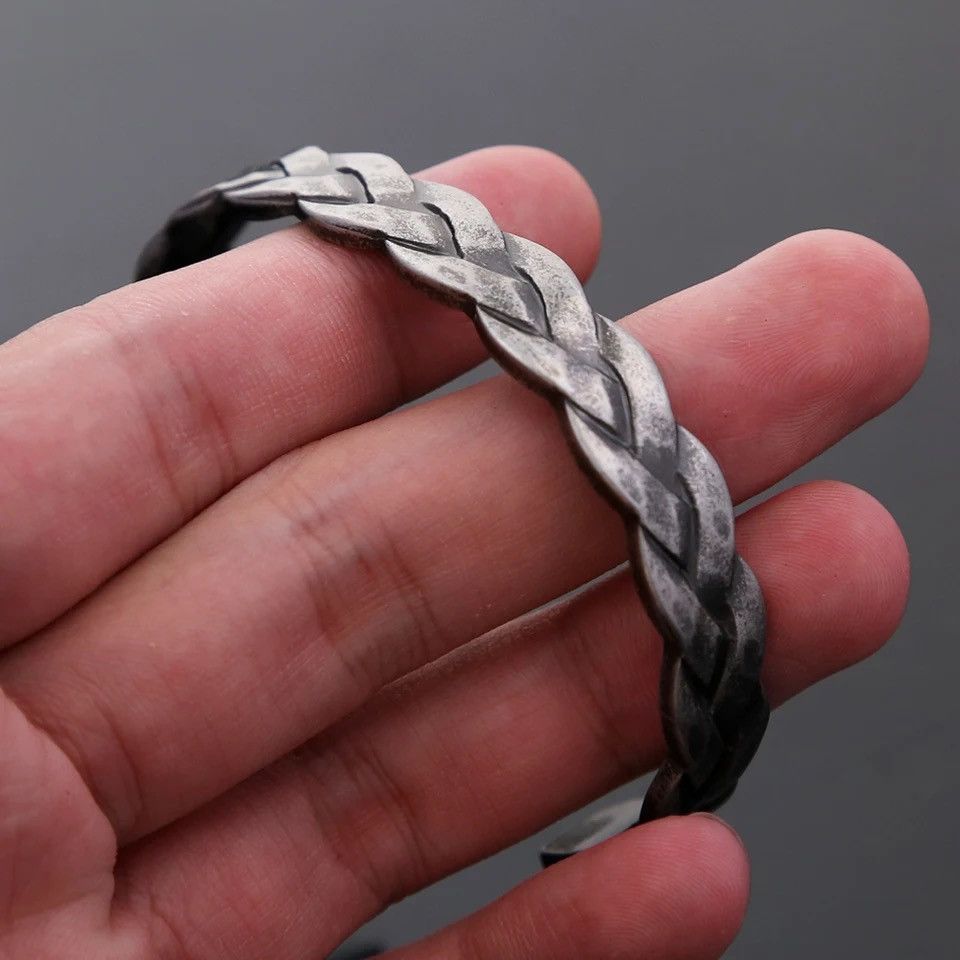 Jewelry × Vintage Punk Vintage 316L Stainless Steel Braided Twist Bracelet Size ONE SIZE - 5 Thumbnail