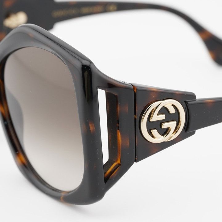 Gucci Gucci GG0875S 002 Sunglasses Havana Square Frame Size ONE SIZE - 10 Thumbnail