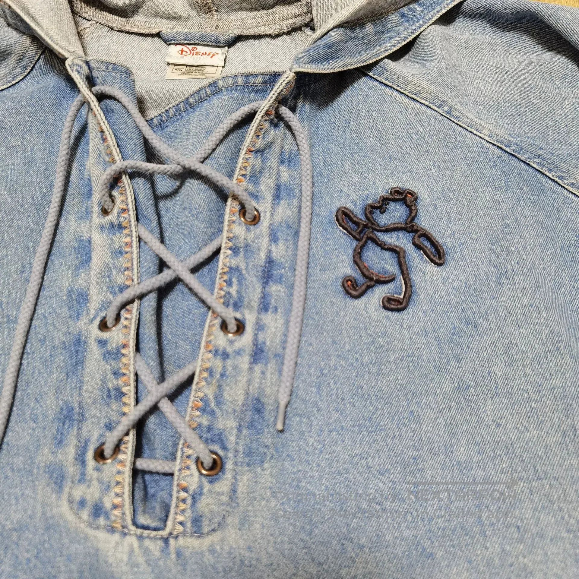 Vintage Vintage 90s Disney Winnie Pooh Denim Hoodie. Size US XXL / EU 58 / 5 - 3 Thumbnail