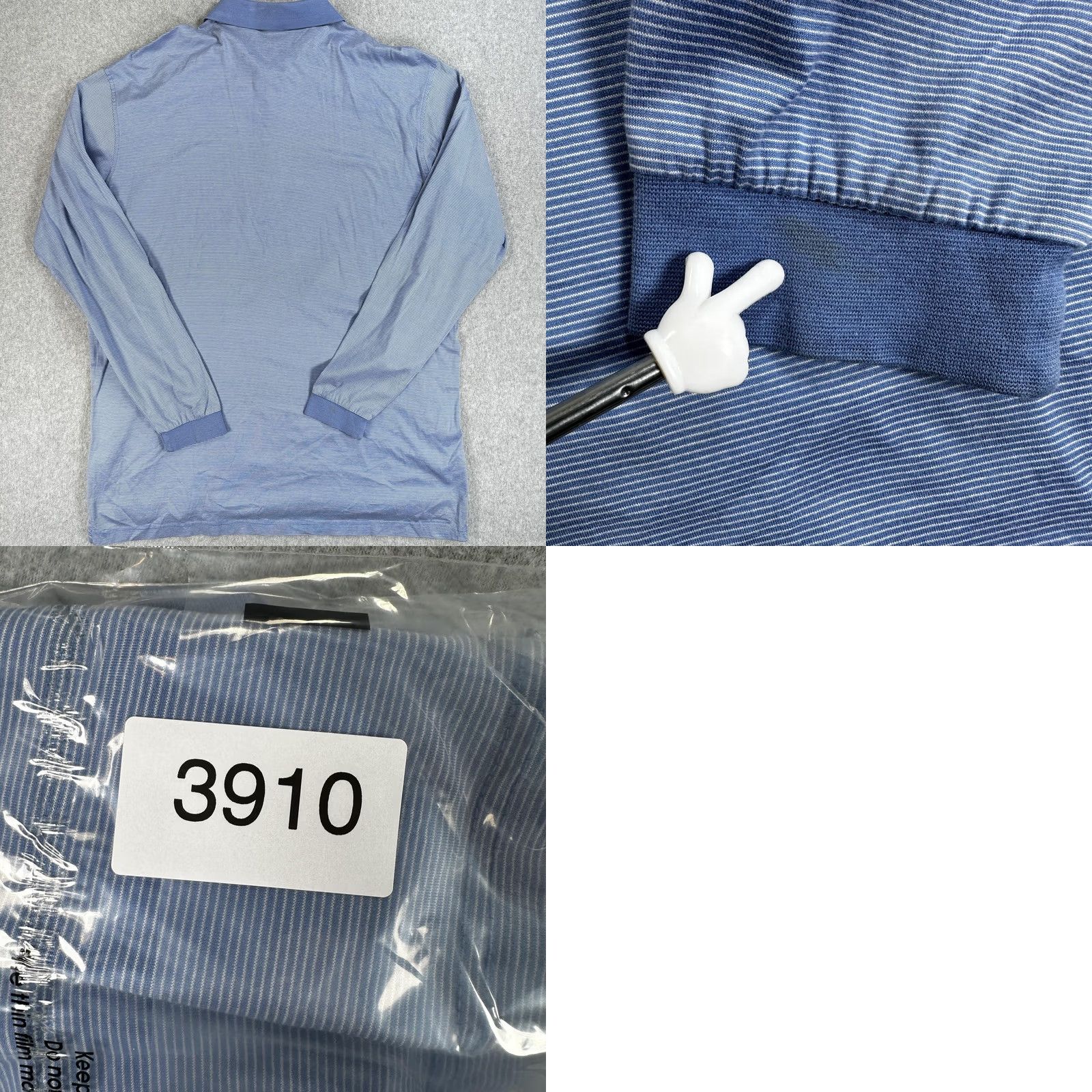Peter Millar Vintage Peter Millar Polo Shirt Mens XL Blue Stripe Cotton Long Sleeve 90s Size US XL / EU 56 / 4 - 8 Thumbnail