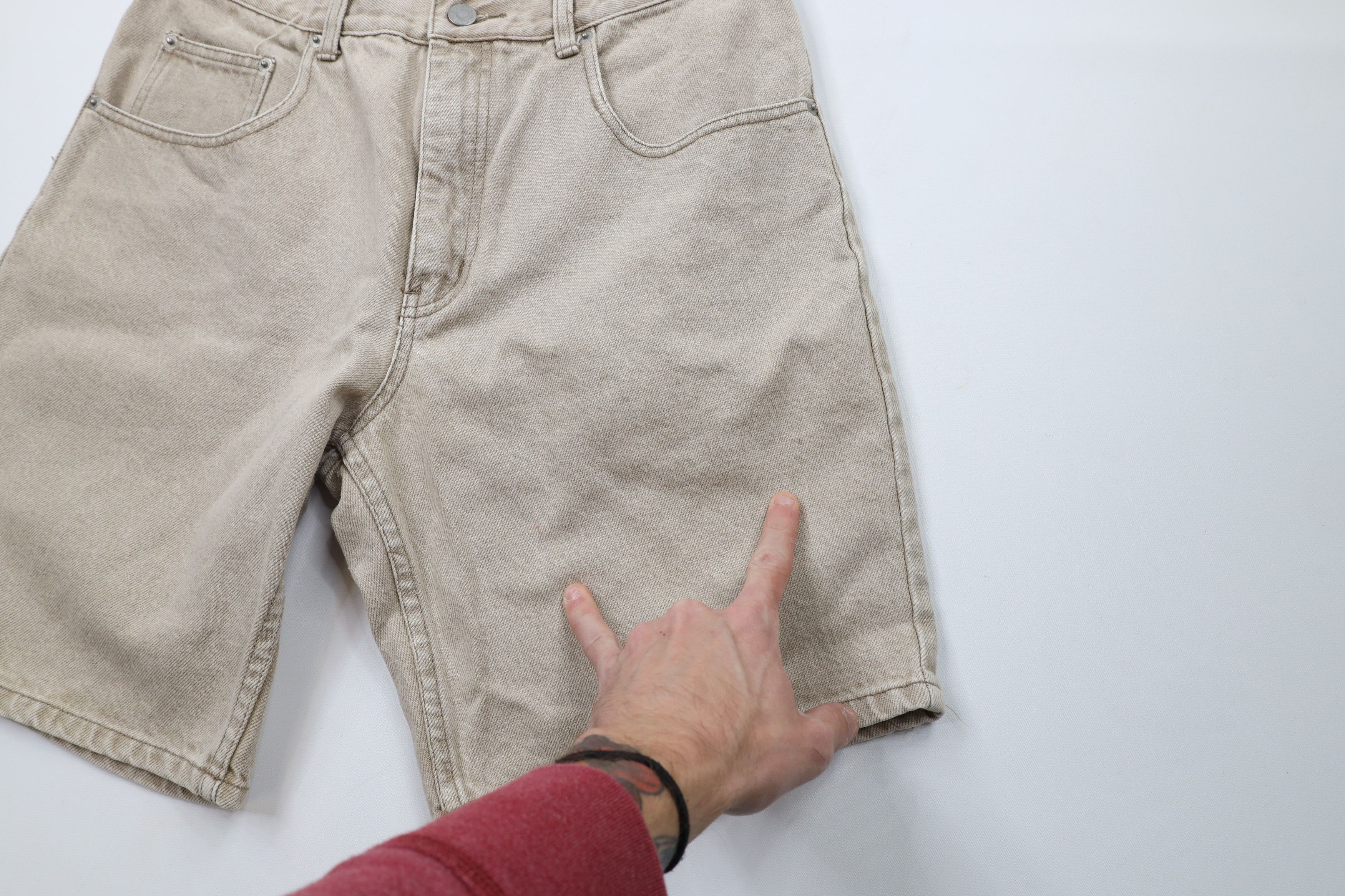 Vintage Vintage 90s Streetwear Knee Denim Jean Shorts Jorts Beige Size US 31 - 5 Thumbnail