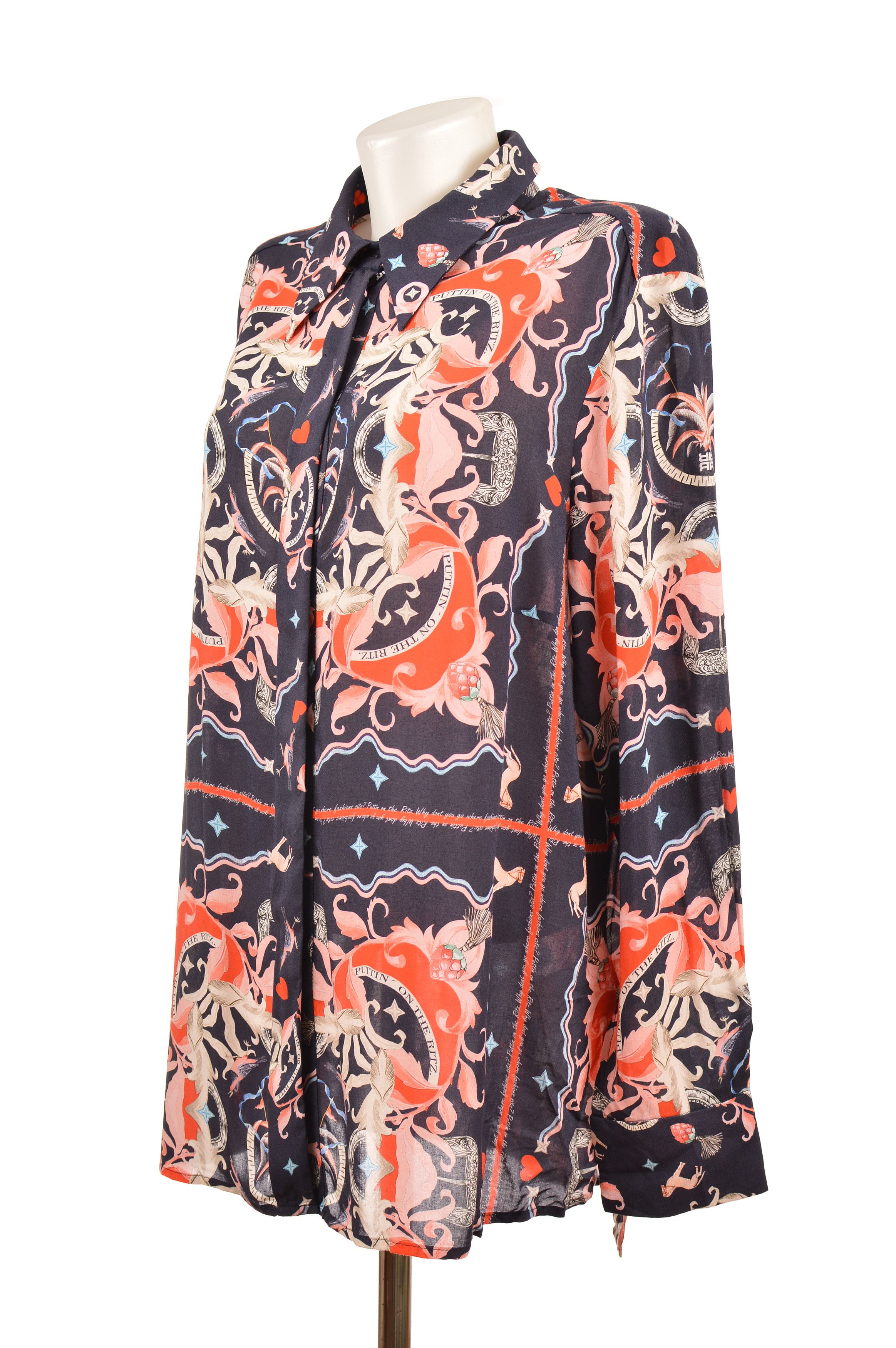 Designer Riani Puttin on the Ritz Print Viscose Button Shirt Size XL / US 12-14 / IT 48-50 - 2 Thumbnail