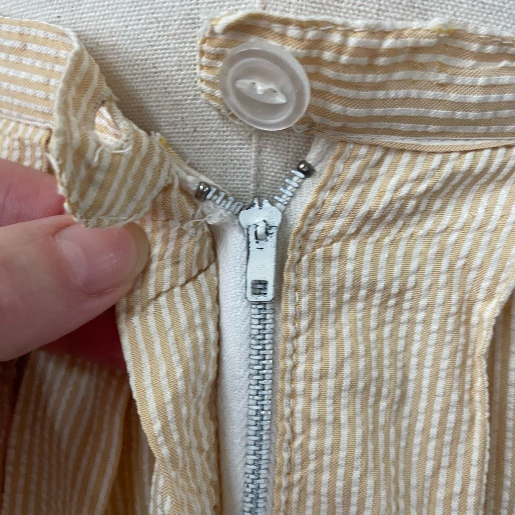 Vintage Vintage 50s Yellow Seersucker Stripe Blouse Skirt Outfit Mix Size XS / US 0-2 / IT 36-38 - 7 Thumbnail