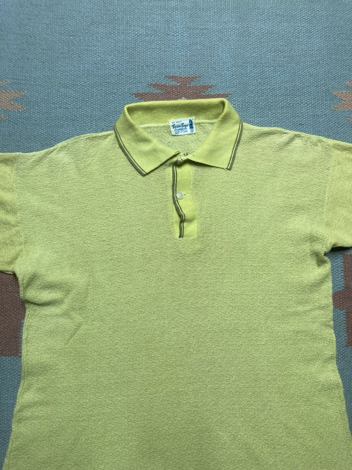 Vintage 1960s short sleeve polo shirt jacquard knit men’s small boxy Size US S / EU 44-46 / 1 - 2 Thumbnail