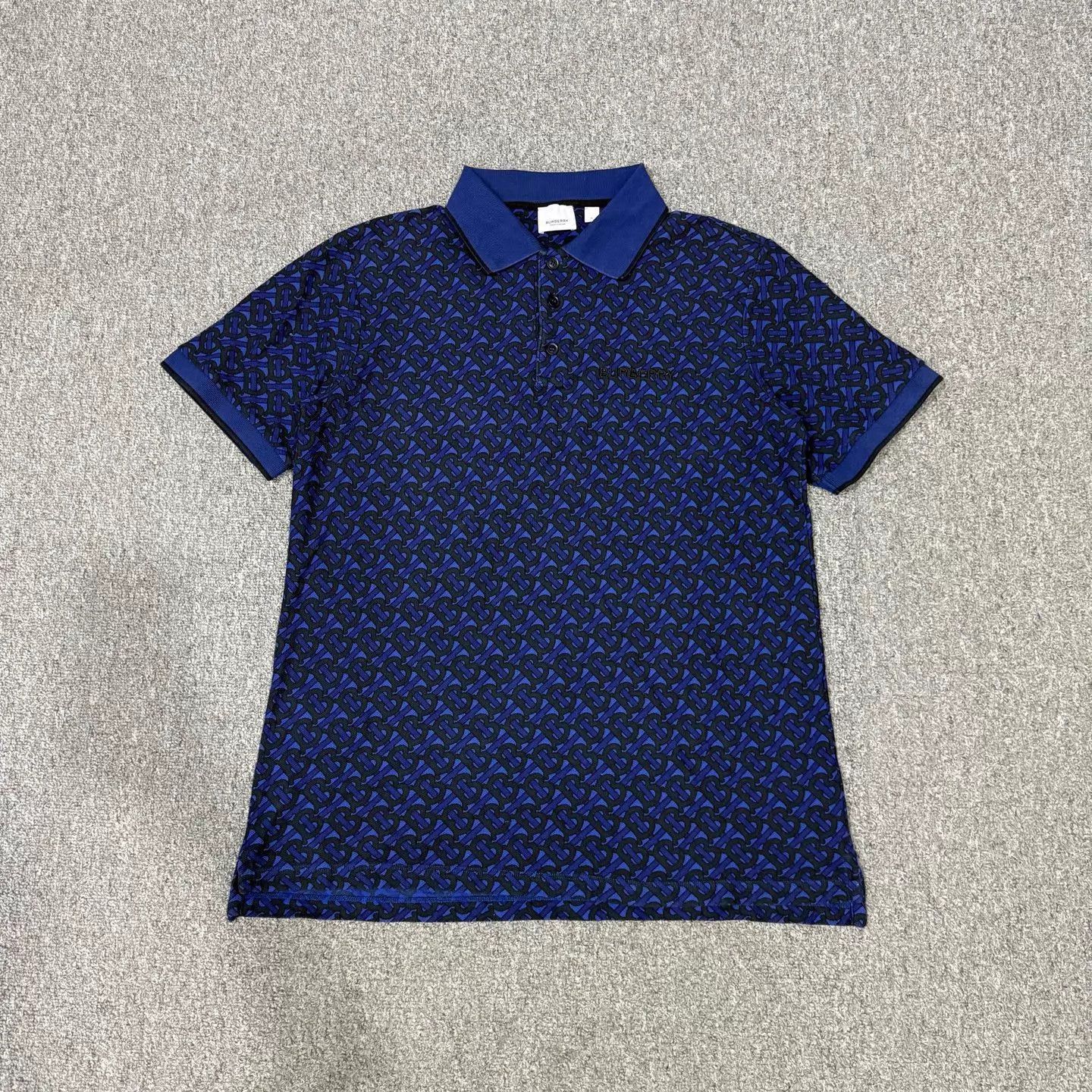 Burberry Blue Patterned Short-Sleeve Polo Shirt Size US M / EU 48-50 / 2 - 1 Thumbnail