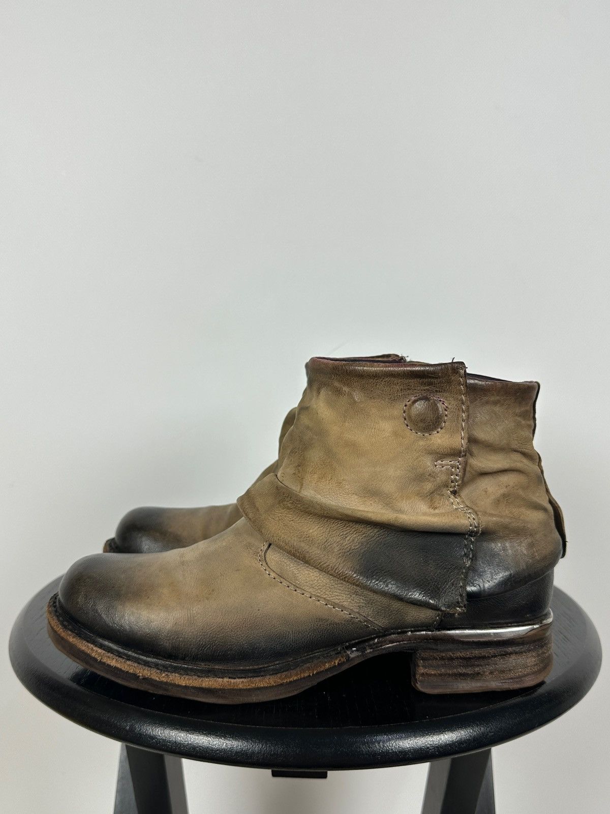 A.S.98 A.S.98. Airstep Distressed Leather Biker Ankle Boots Size US 6 / IT 36 - 4 Thumbnail
