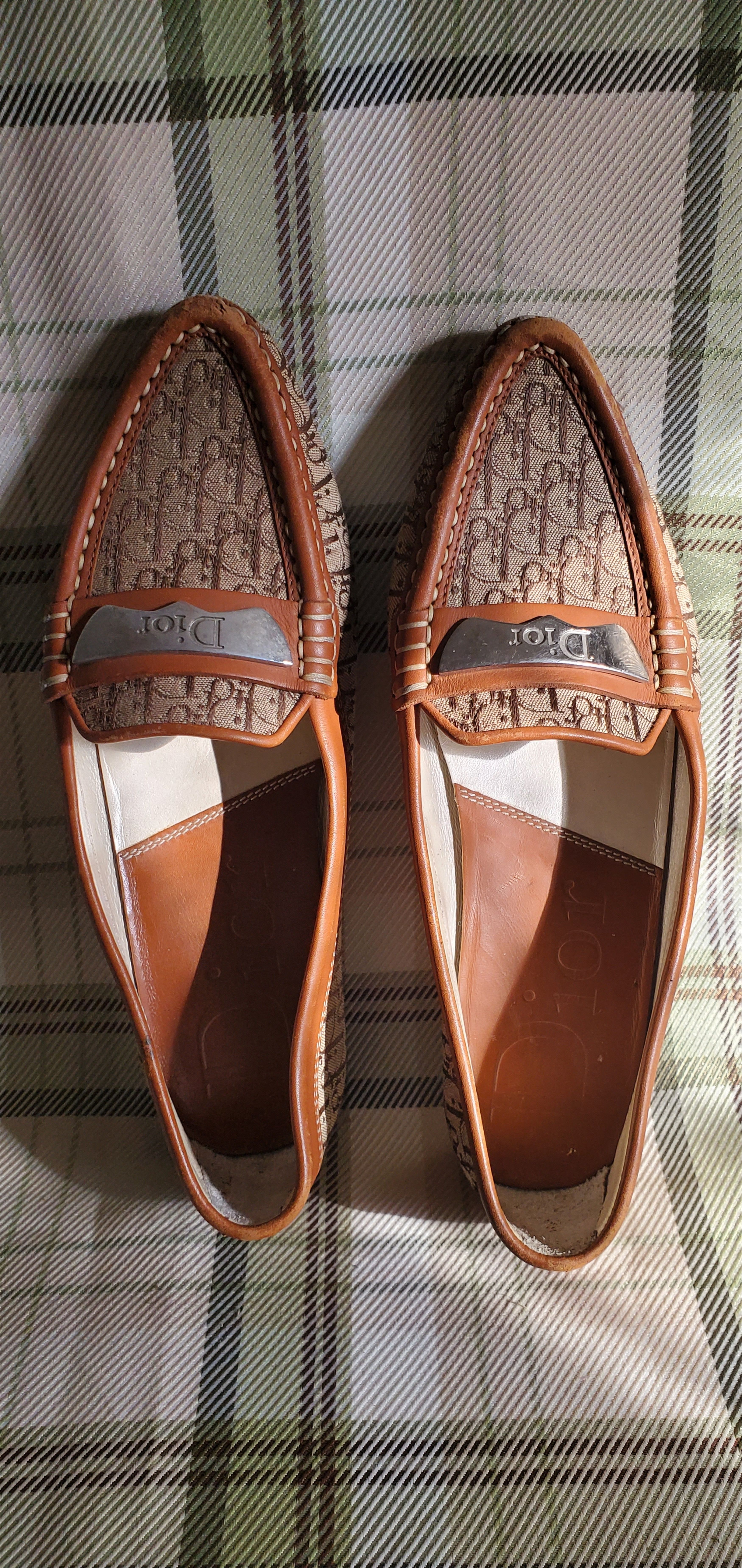 Dior Dior Brown Canvas Leather Loafers Size US 5 / IT 35 - 1 Thumbnail