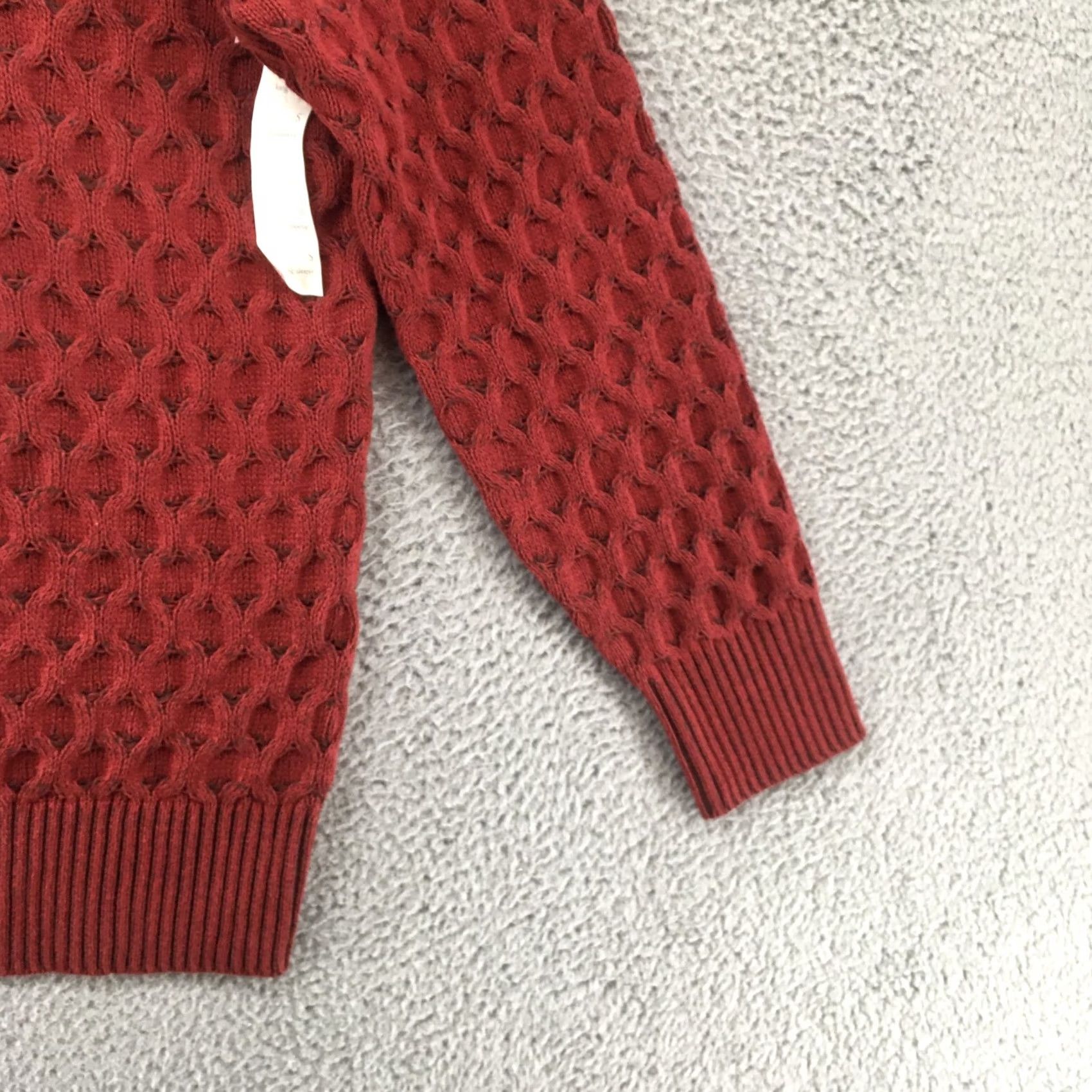 Vintage Knox Rose Honeycomb Knit Turtleneck Sweater Womens S Red Long Sleeve Pullover Size S / US 4 / IT 40 - 3 Thumbnail