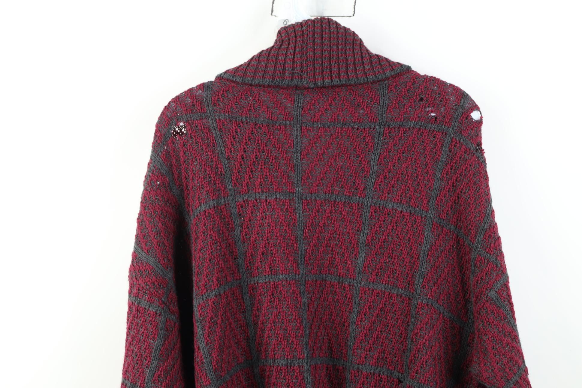 Vintage Vintage 90s Streetwear Checkered Shawl Cardigan Sweater Size US M / EU 48-50 / 2 - 14 Thumbnail