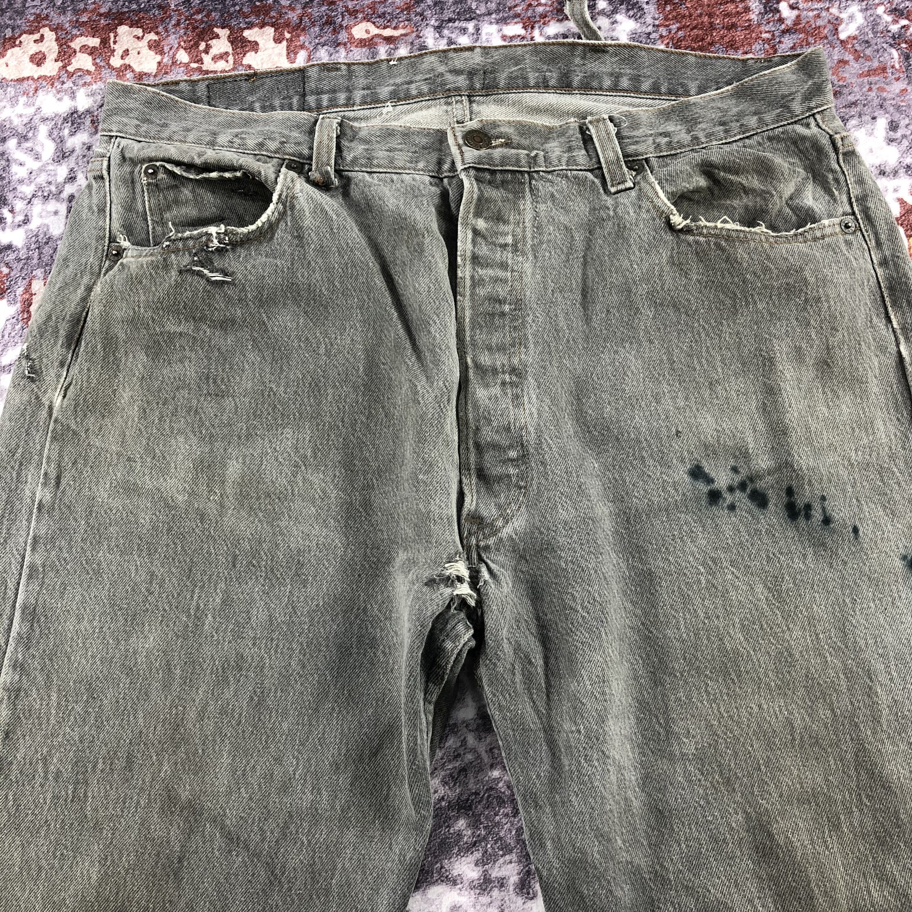 Levi's Vintage 90s Faded Black Levis 501 Jeans-JM2105 Size US 38 / EU 54 - 3 Thumbnail
