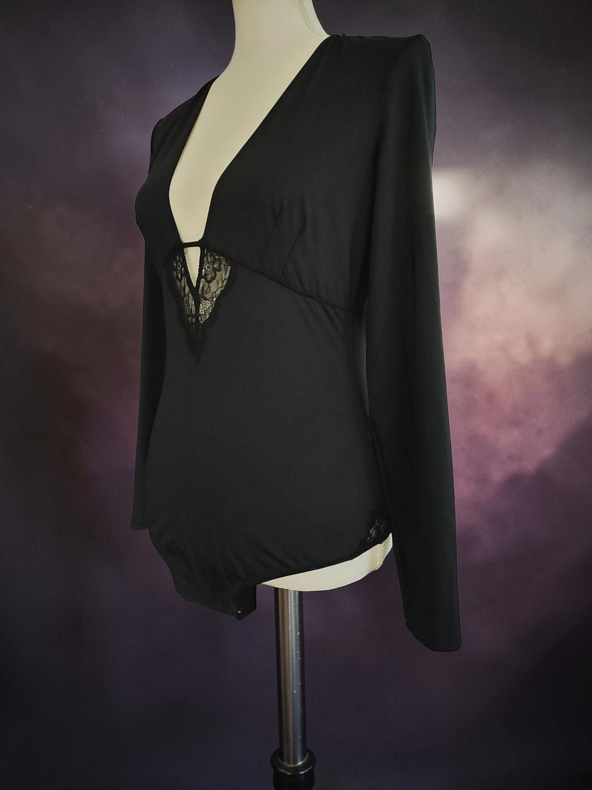Other Black Long Sleeve Lace Detail Bodysuit - Size Large Size ONE SIZE - 4 Thumbnail