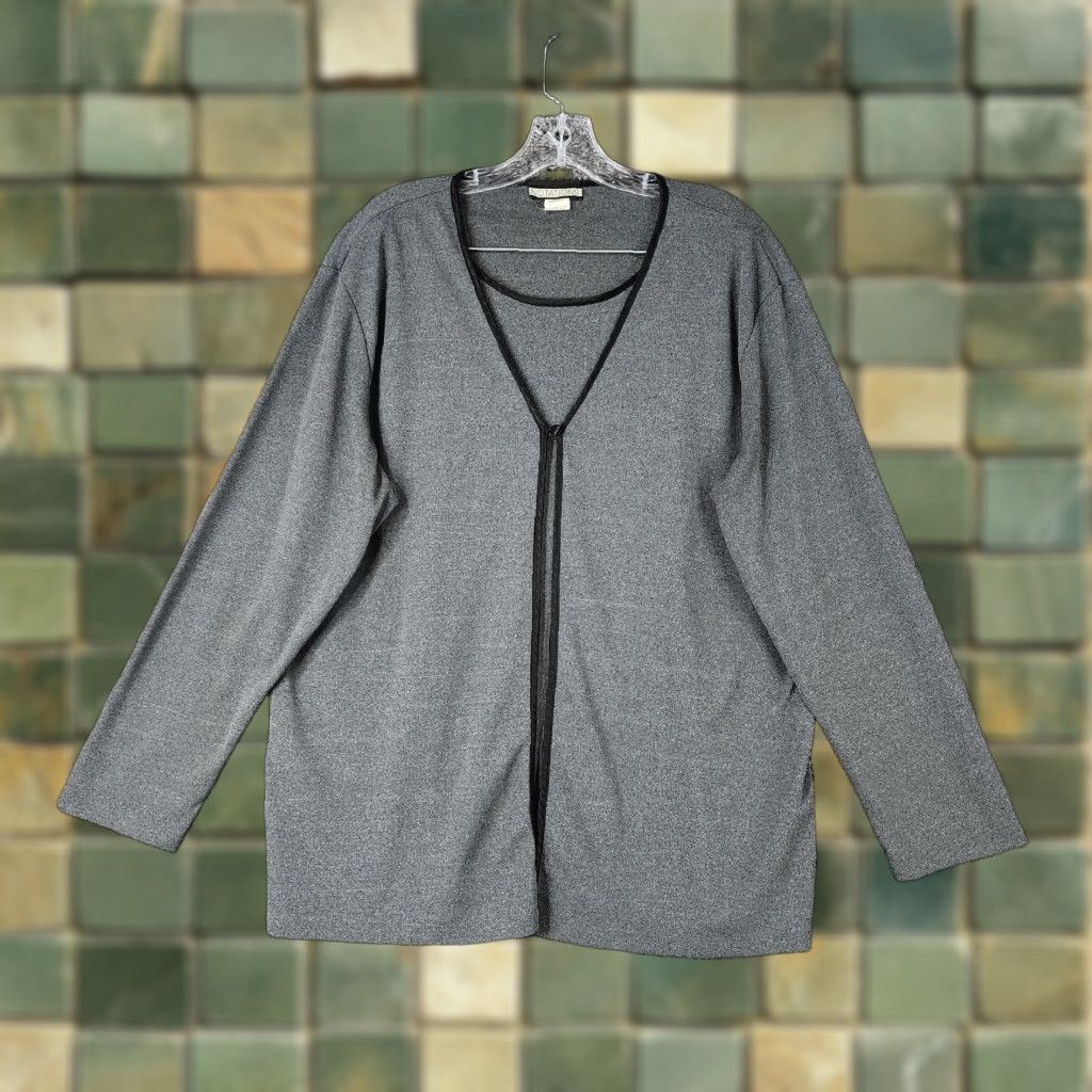 Vintage Notations Blouse Women Long Sleeve XL Gray 100% Polyester Made In USA XL Womens Gray Blouse Size XL / US 12-14 / IT 48-50 - 1 Thumbnail