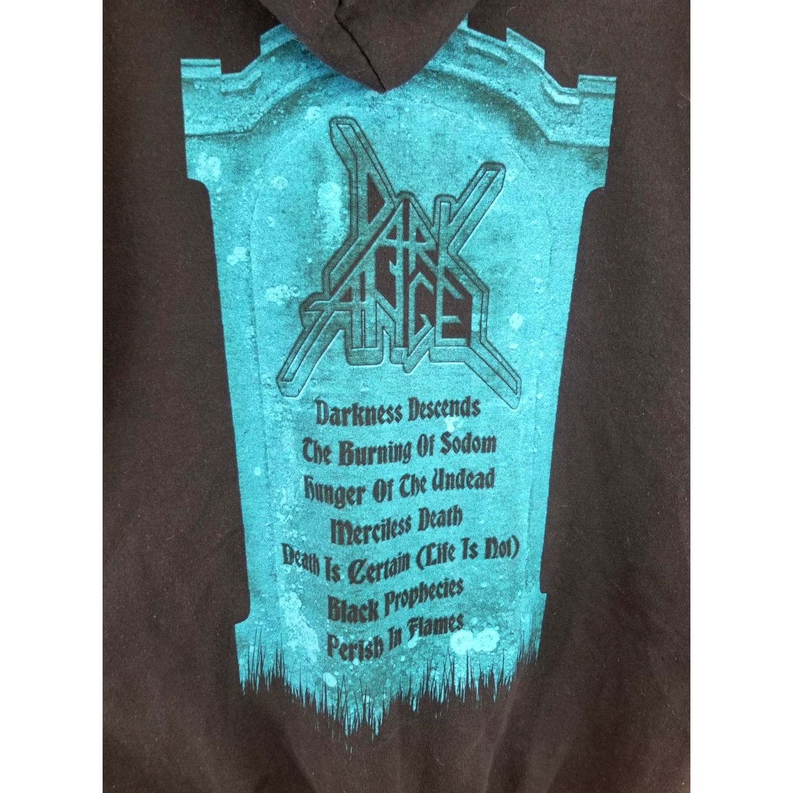Vintage VINTAGE 90' DARK ANGEL DARKNESS DESCENDS TRASHED METAL FULL ZIP UP HOODIES XL BLACK Mens Hoodie 90s Concert Theme Size US XL / EU 56 / 4 - 7 Thumbnail