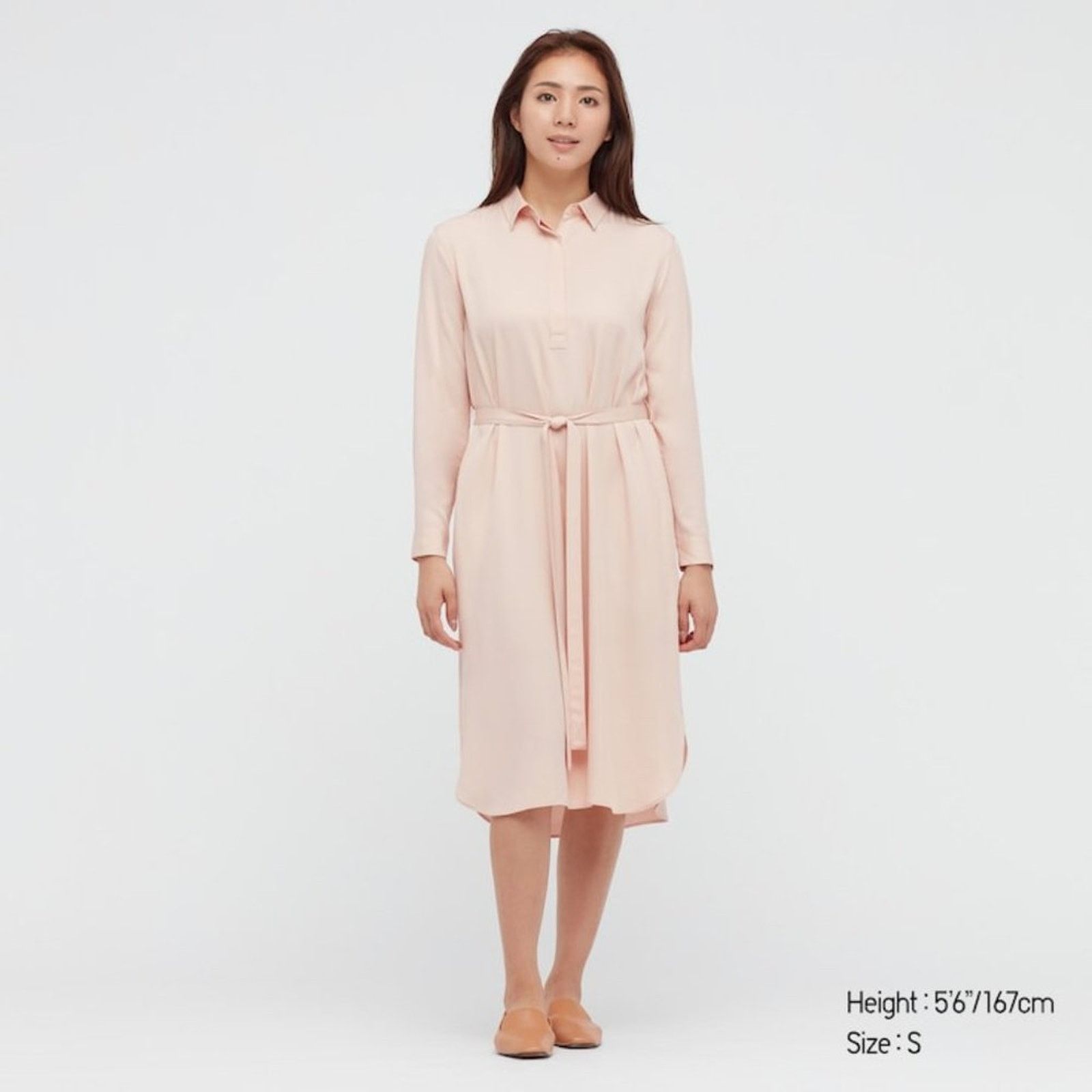 Uniqlo Uniqlo Pink Rayon Long-Sleeve Shirt Dress Size S / US 4 / IT 40 - 5 Thumbnail