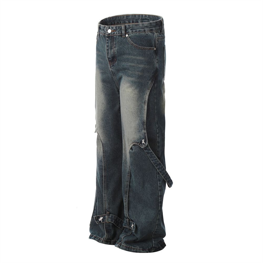 Japanese Brand × Jean Men's loose trendy patchwork jeans with metal buttons Size US 34 / EU 50 - 2 Thumbnail