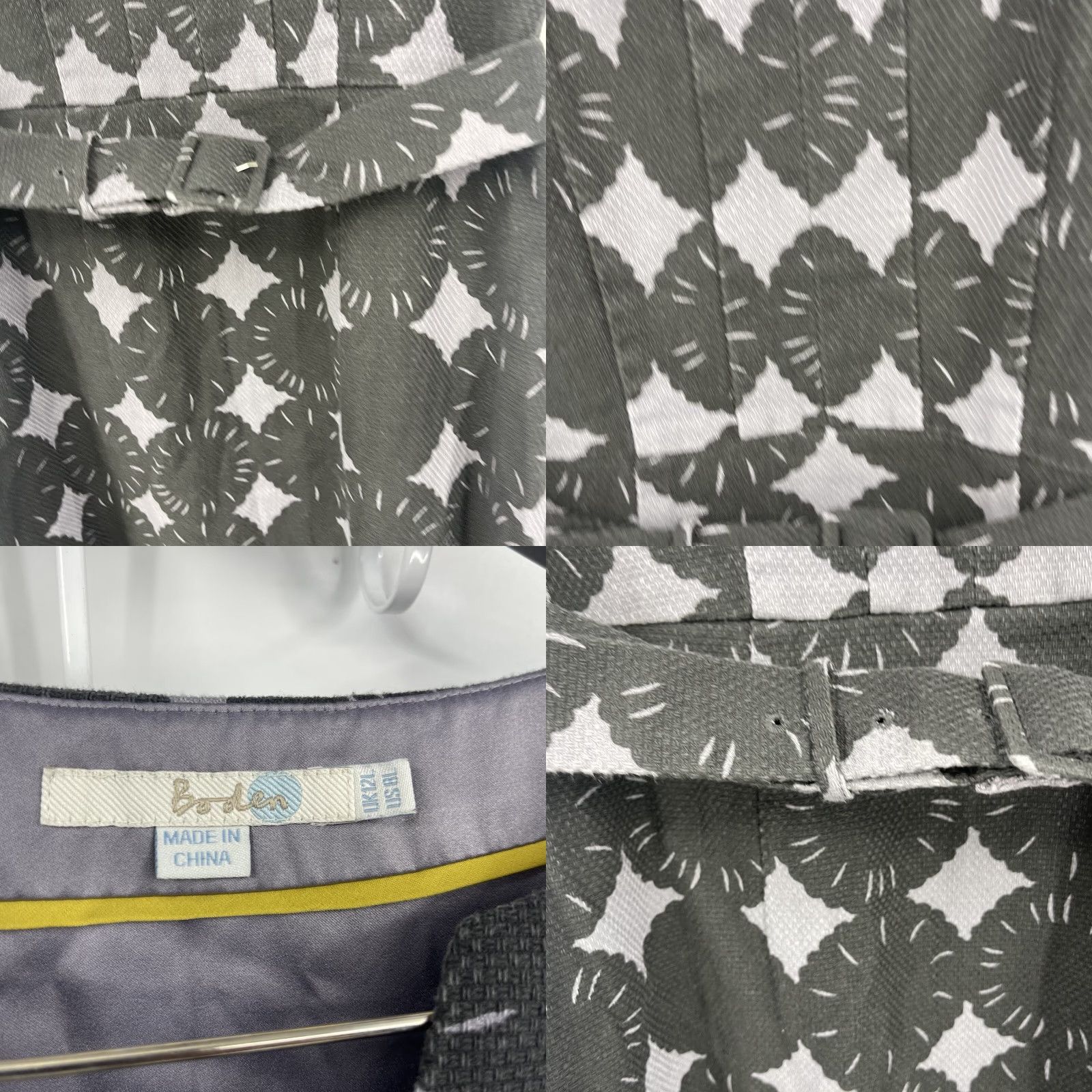 Boden Boden Floral Belted Sheath Dress Womens 8 Gray Cap Sleeve Retro Knee Length Size 30" / US 8 / IT 44 - 8 Thumbnail