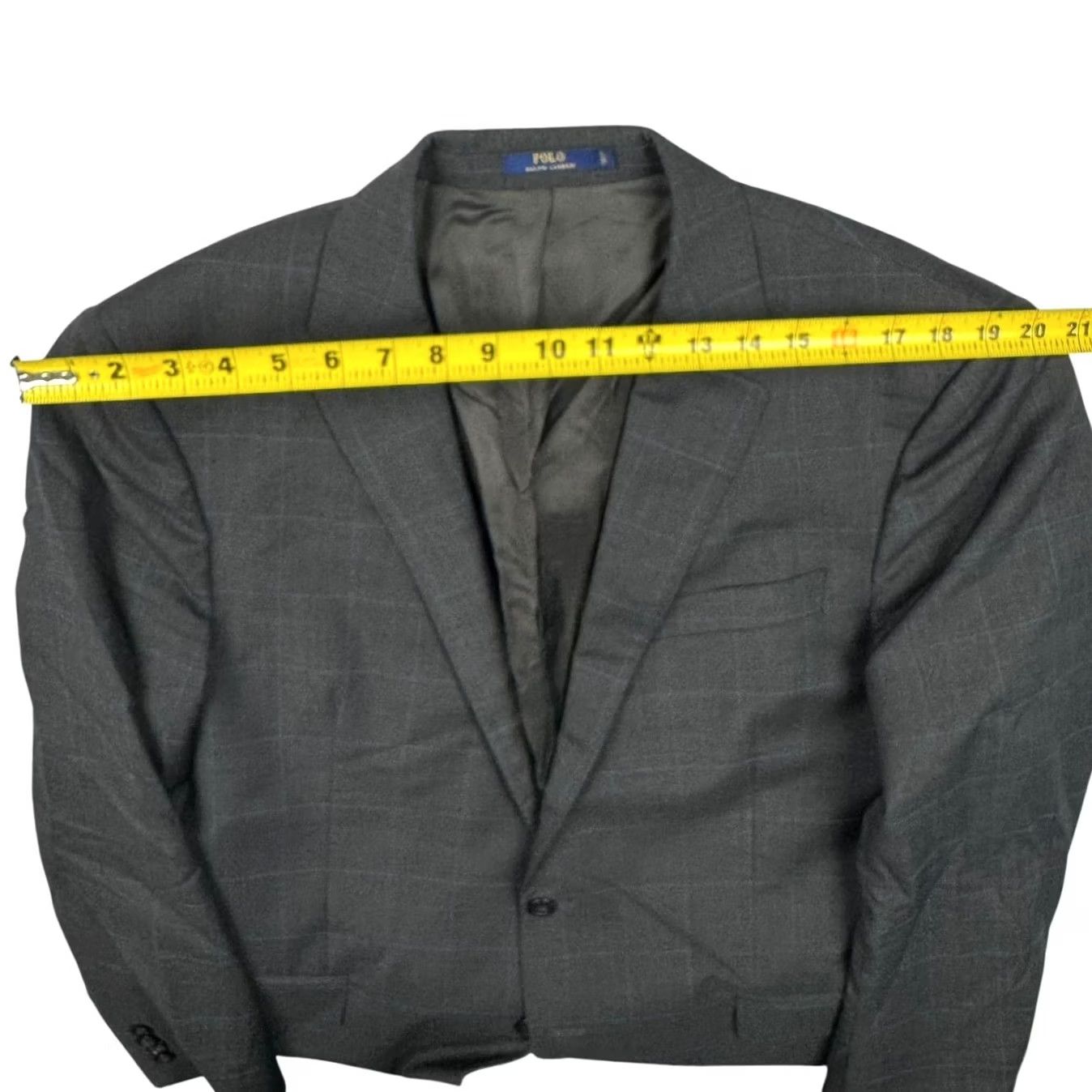 Ralph Lauren Polo Ralph Lauren Men Wool 2-Button Blazer Gray Windowpane Italy 46R Blazer Size US XXL / EU 58 / 5 - 5 Thumbnail