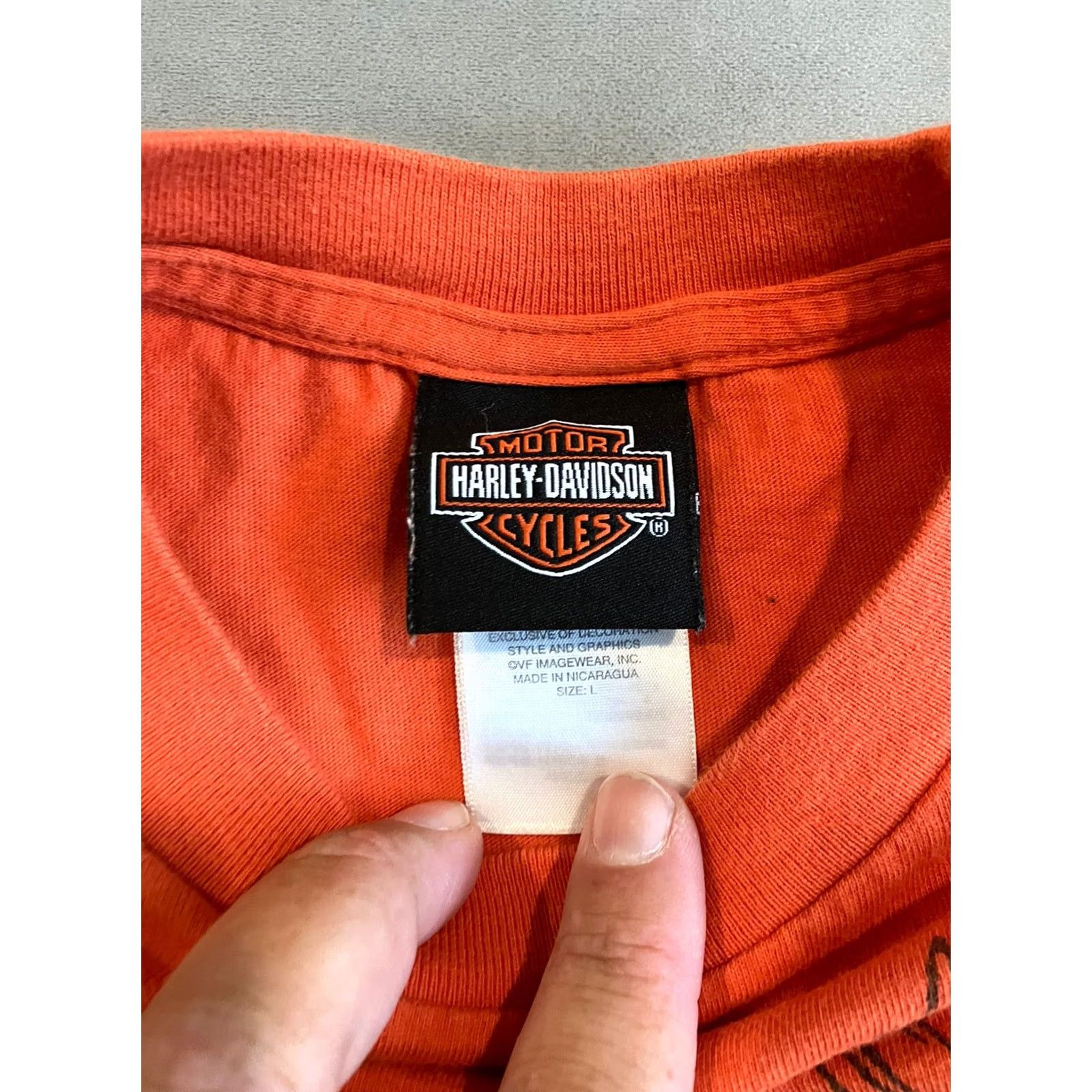 Harley Davidson Harley-Davidson Pocket T-Shirt L Large Orange Burning Eagle Graphic Tampa Orlando Motorcycle Men Short Sleeve Pocketed Shirt Size US L / EU 52-54 / 3 - 4 Thumbnail