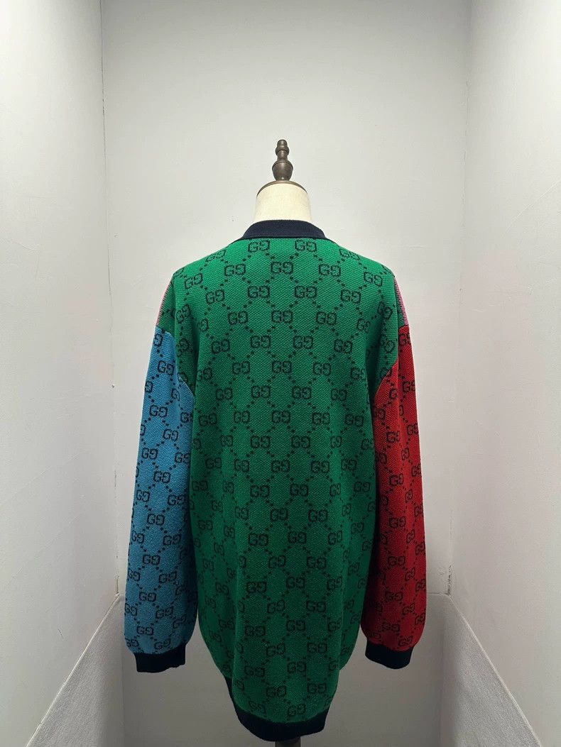 Gucci Gucci Double G full-print colour-blocked wool cardigan coa Size M / US 6-8 / IT 42-44 - 2 Thumbnail