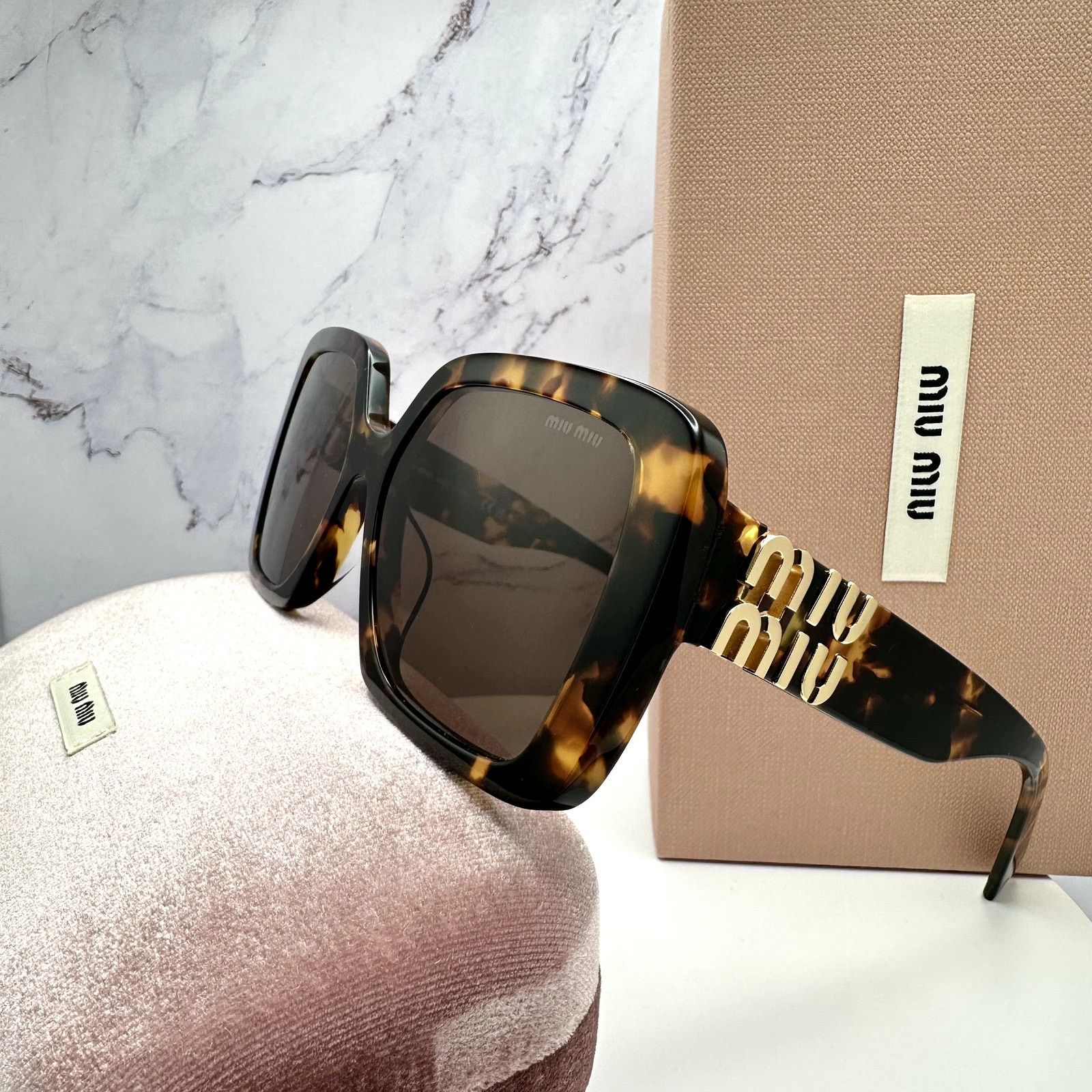 Miu Miu New MIU MIU Sunglasses Brown Square Gold Full Rim 56mm Size ONE SIZE - 10 Thumbnail