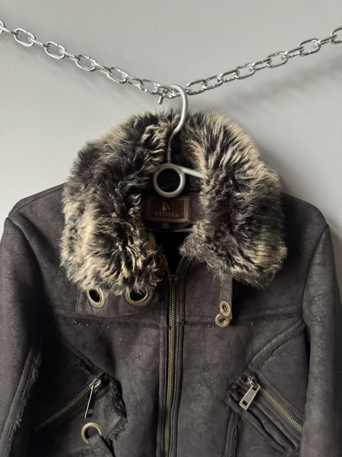 If Six Was Nine Rare fur fuzzy gothic bomber jacket if six was nine style Size M / US 6-8 / IT 42-44 - 3 Thumbnail