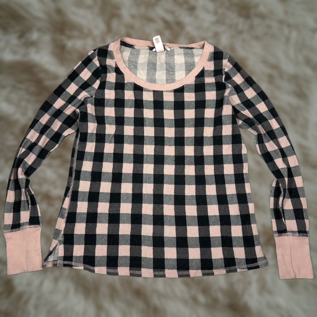 Victoria's Secret Victoria's Secret Womens Long Sleeve Waffle Knit Lounge Top Sz Small Pink Black Shirt Womens XS? Size S / US 4 / IT 40 - 1 Thumbnail