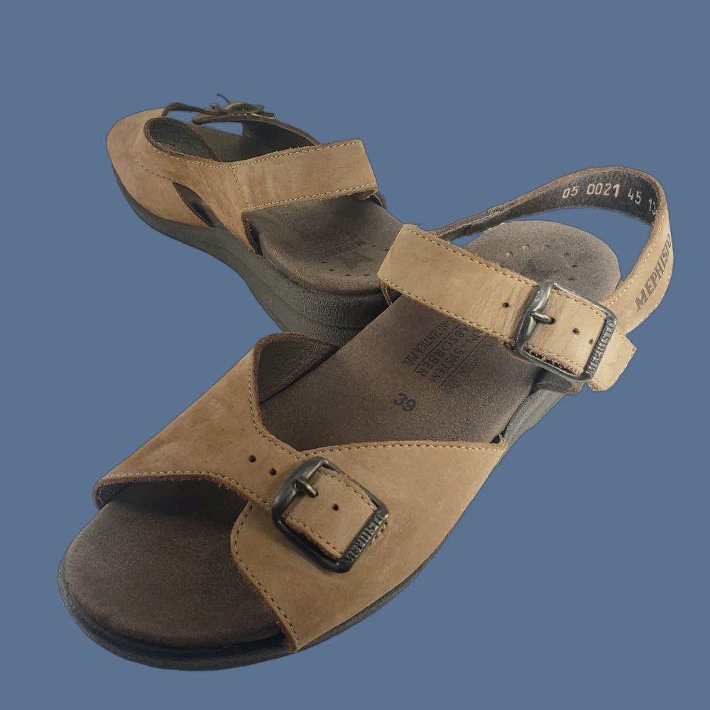 Mephisto Mephisto Sandals Suede Women's 8M EU 39 Brown Wedge Strappy Adjustable Arch Support Cushioned Breathable Size US 8 / IT 38 - 1 Thumbnail