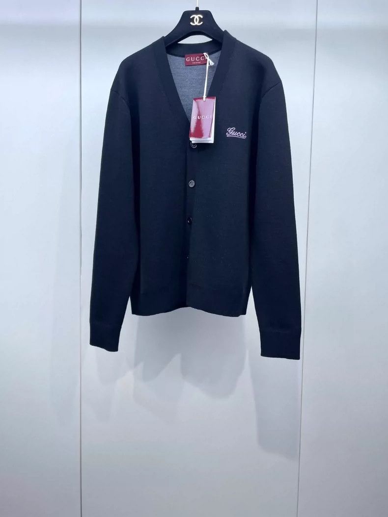 Gucci New black embroidered letter knitted cardigan jacket
