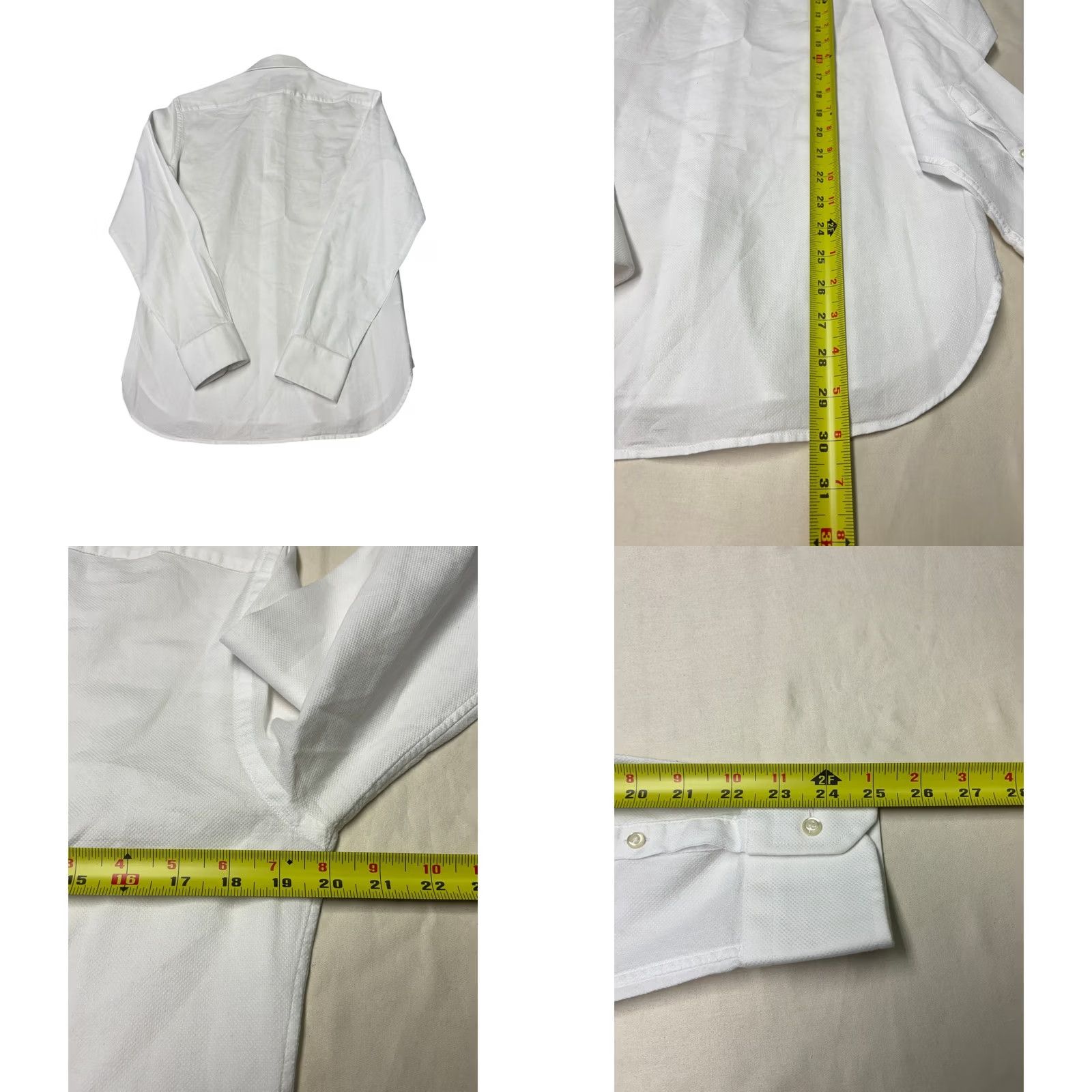 Vintage Boggi Milano Mens Slim Fit White Honeycomb Cotton Dress Shirt 15.5 40 Size 42R - 8 Thumbnail