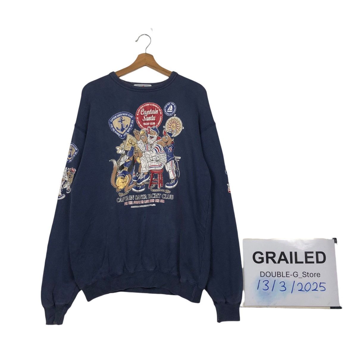 📌Vintage Sweatshirt Captain Santa Big Logo Overprint